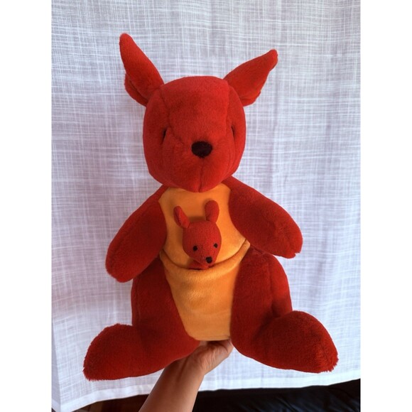 Red Mama & Baby Kangaroo Plushie Set Stuffed Animal From Australia Brand New - Picture 1 of 3